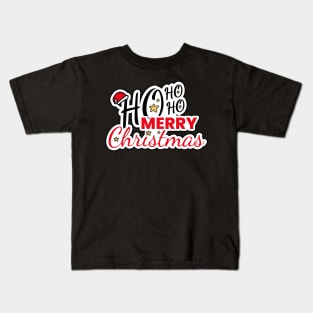 Ho HO HO Merry Christmas Santa Text Design Kids T-Shirt